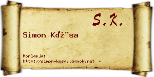 Simon Kósa névjegykártya